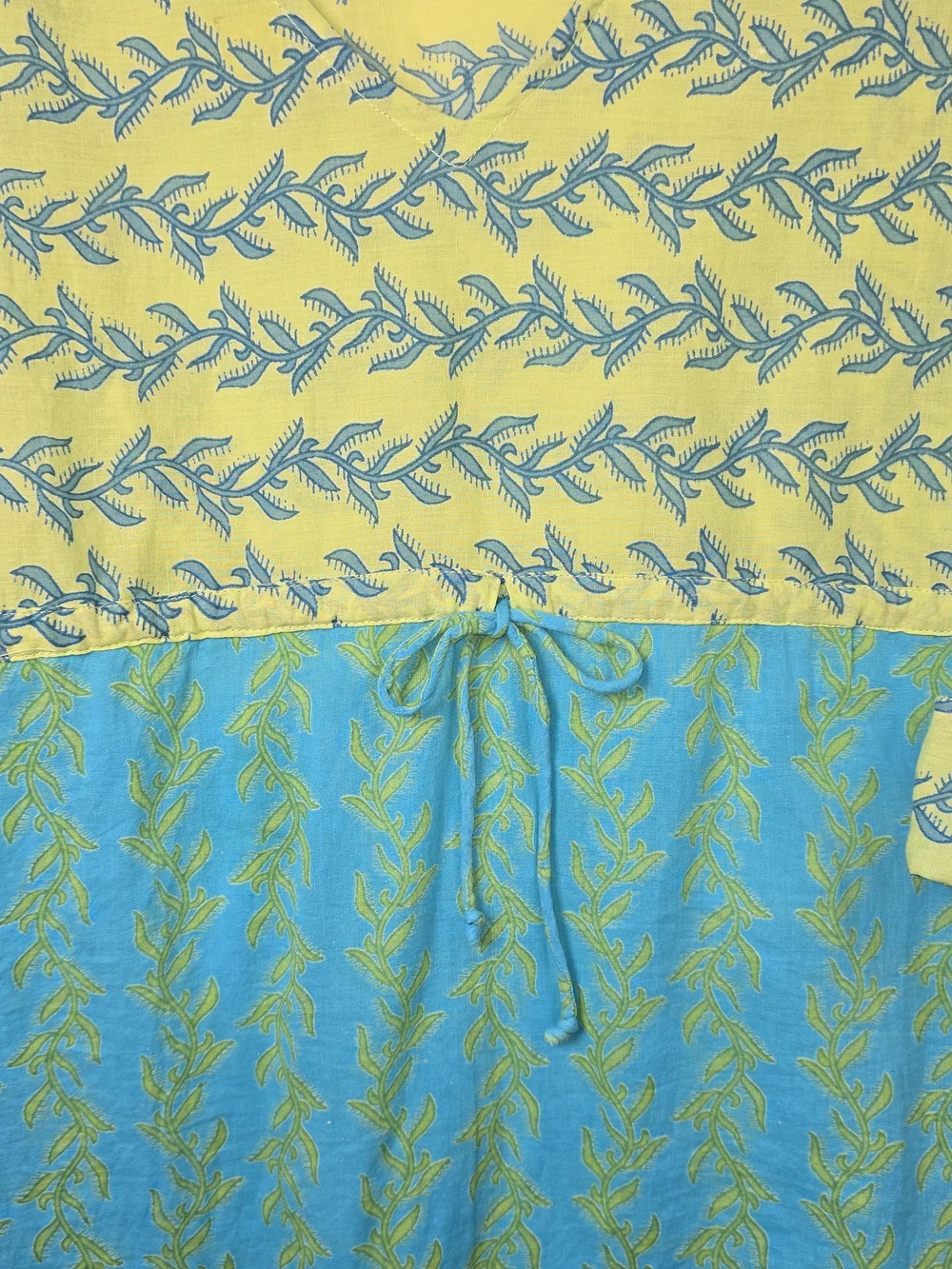 GRETCHEN SCOTT V-NECK TUNIC DRESS AQUA BLUE LIME GREEN  BOHO BEACH WOMENS MED - Picture 4 of 10